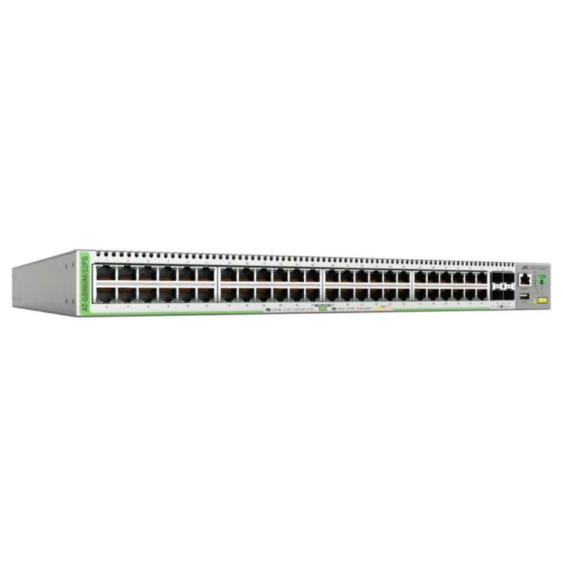 Allied Telesis AT-GS980M/52PS 52 Port Gigabit Layer 3 PoE+ Switch, Refurbished