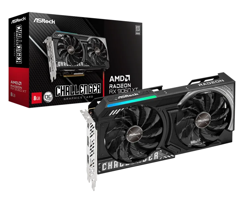 ASRock AMD Radeon RX 9060 XT Challenger OC 8GB GDDR6 Graphics Card - 90-GA5TZZ-00UANF
