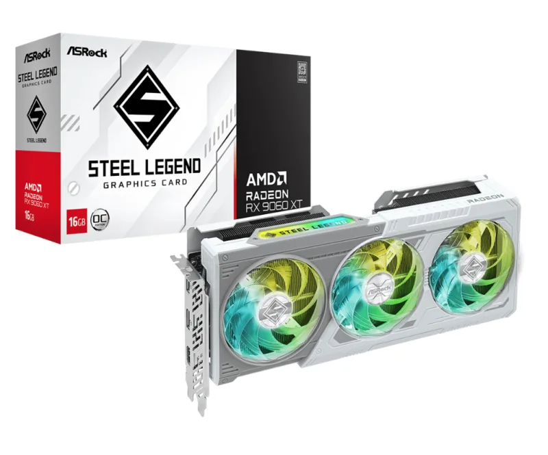 ASRock AMD Radeon RX 9060 XT Steel Legend OC 16GB GDDR6 Graphics Card - 90-GA5JZZ-00UANF