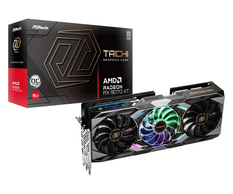 ASRock AMD Radeon RX 9070 XT Taichi OC 16GB GDDR6 Graphics Card - 90-GA5HZZ-00UANF
