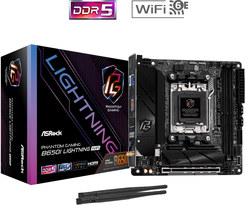 Asrock B650I Lightning WiFi DDR5 mini ITX AM5 Motherboard