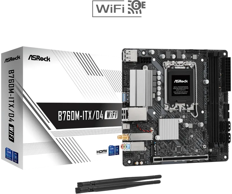 ASRock B760M-ITX/D4 WiFi Intel Socket 1700 DDR4 Motherboard - 90-MXBKY0-A0CAYZ