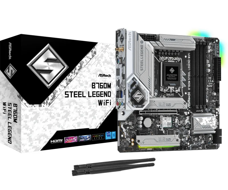 Asrock B760M STEEL LEGEND WIFI Intel B760 DDR5 Micro-ATX LGA-1700 Motherboard