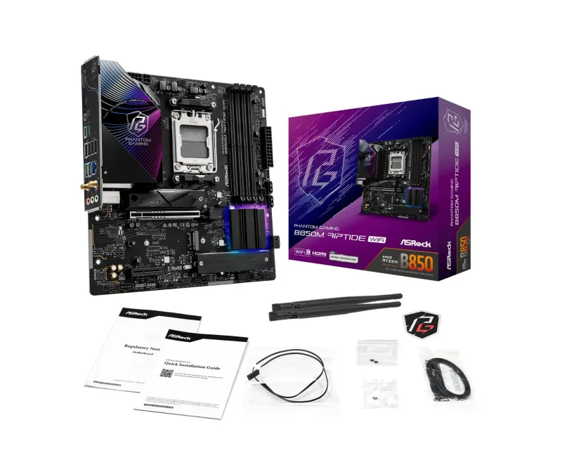 Asrock Phantom Gaming B850M Riptide WiFi Micro-ATX AMD Socket AM5 Motherboard