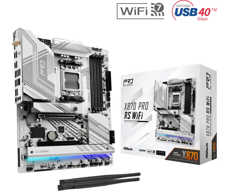 Asrock X870 Pro RS WiFi DDR5 Motherboard: 14+2+1 Phases, Dr.MOS, Hi-Density Connector, 8 Layer PCB