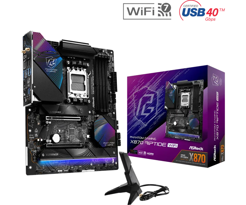 ASRock X870 Riptide WiFi AMD Ryzen DDR5 WIFI 7 Motherboard - Socket AM5 - 90-MXBPP0-A0UAYZ