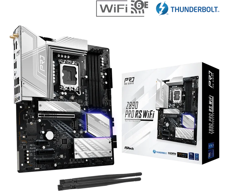 ASRock Z890 Pro RS WiFi White Gaming Motherboard