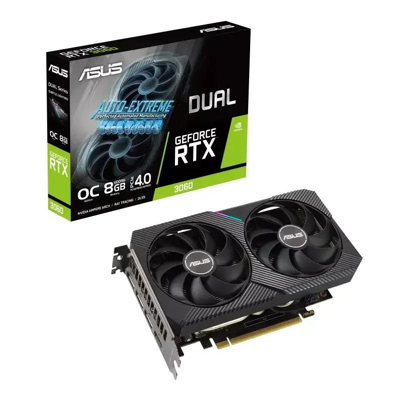 Asus Nvidia DUAL OC GeForce RTX 3060 OC V2 8GB GDDR6 PCI-Express Graphics Card - DUAL-RTX3060-O8G