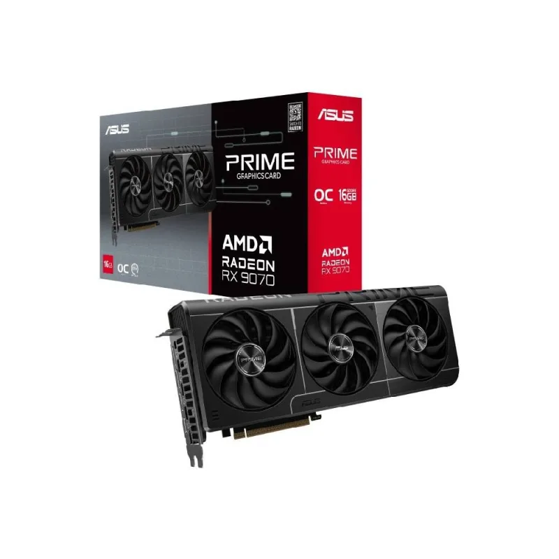 ASUS PRIME-RX9070-O16G 16GB OC Graphics Card | Axial-Tech Fans | Dual BIOS | 2.5-Slot Design
