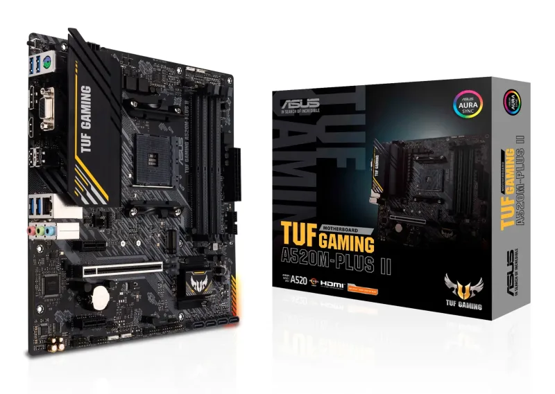 ASUS TUF Gaming A520M-PLUS II AM4 Motherboard - Micro ATX AMD Ryzen Support 32Gbps M.2