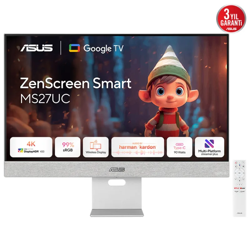 ASUS ZenScreen MS27UC 27" IPS 4K UHD 60Hz 5ms Height adjustable Smart Monitor with Speakers