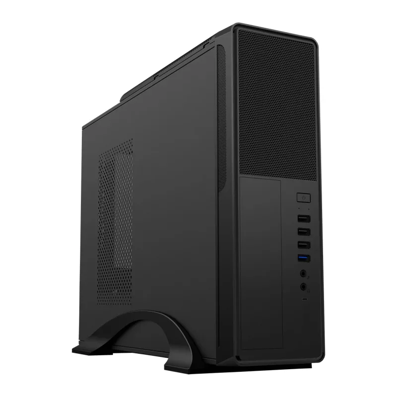 CiT S014C Slim Mini-Tower Micro-ATX Desktop PC Case with 300W Power Supply - Black