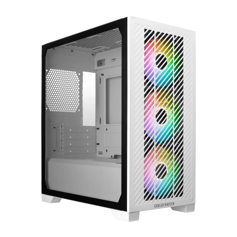 Cooler Master Elite 301 Midi Tower ARGB Tempered Glass Gaming Case - White - E301-WGNN-S00