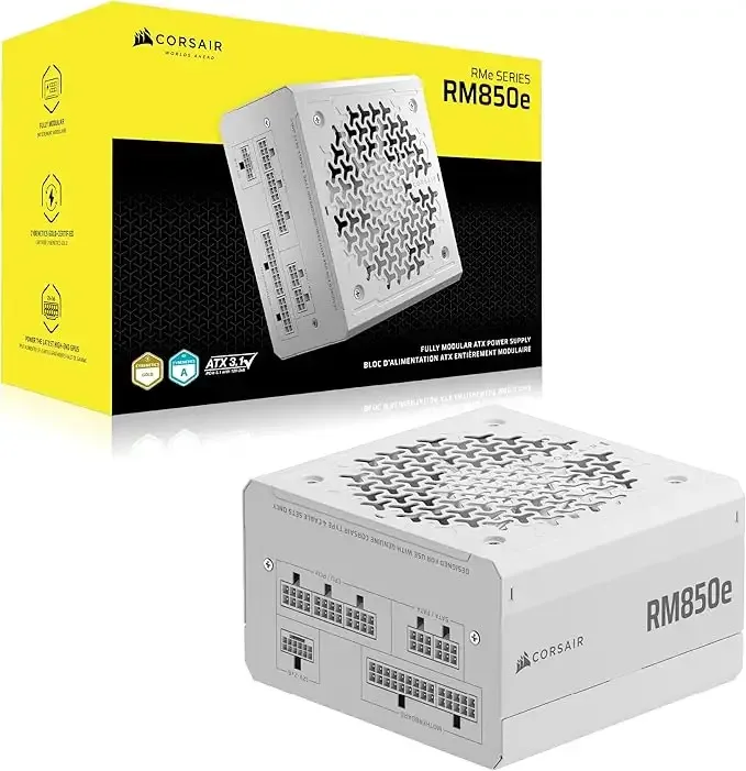 CORSAIR RMe Series RM850e 850W Cybernetics Gold ATX 3.1 PCIe 5.1 ATX Fully Modular Power Supply - White - CP-9020293-UK