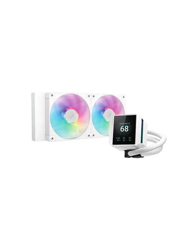 DeepCool Mystique 240 ARGB 2.8" LCD 240mm AIO Liquid CPU Cooler - White - R-LX240-WHDSNMCP-G-1