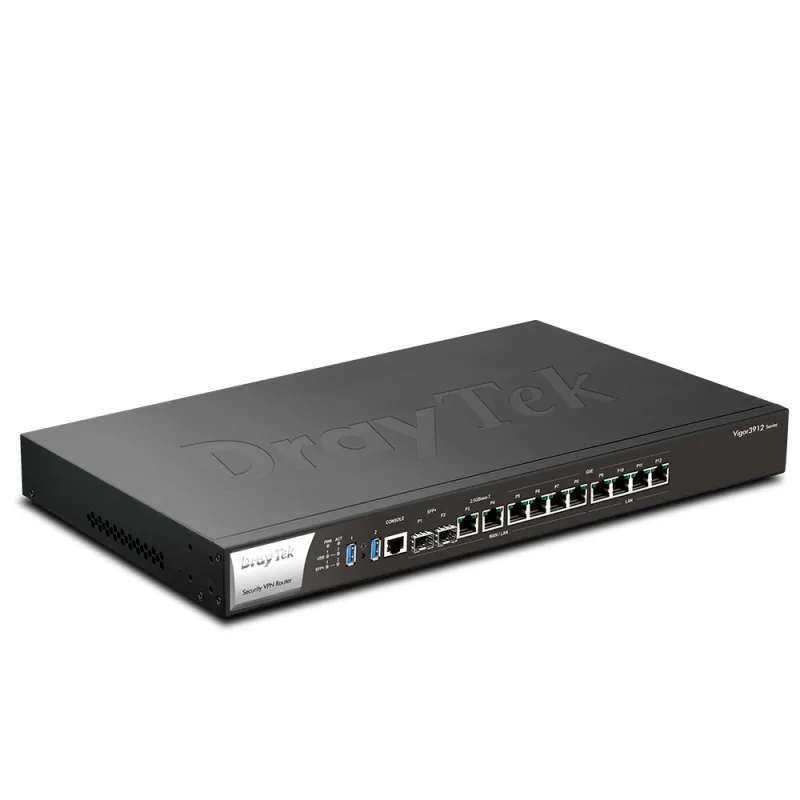 Draytek Vigor V3912-K 1U Enterprise Wired Router | Premium Multi-WAN Network Solution | High-Speed VPN Concentrator