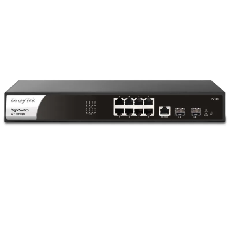 Draytek VSP2100-K 8-Port Gigabit PoE+ Managed Switch | ONVIF IP Camera | Central Management