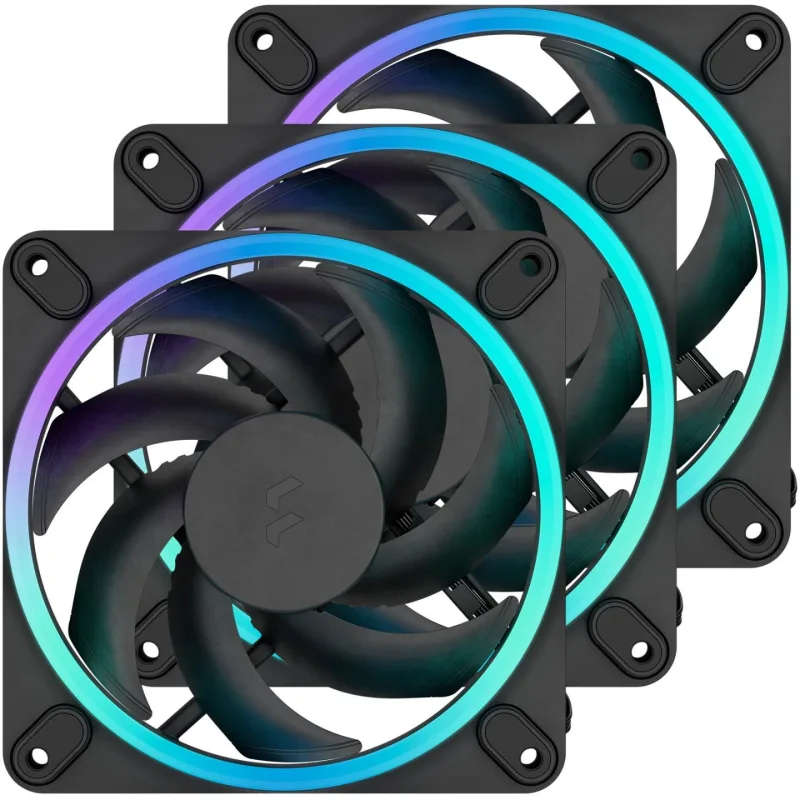 Fractal Design Momentum 12 ARGB 12cm PWM Case Fans (3 Pack), 350-2200 RPM - Black - FD-F-MR1-1203