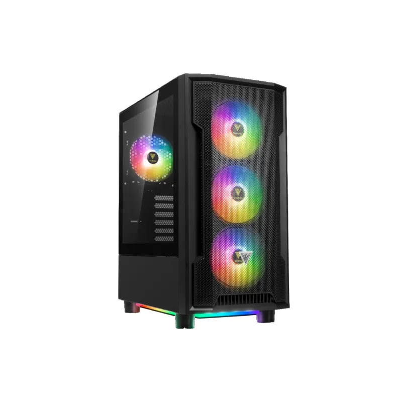 Gamdias ATHENA M6 LITE - Black Mid Tower Case w/ ARGB Fans & Panoramic Mesh