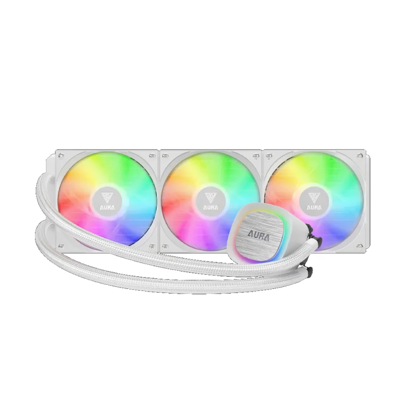 GAMDIAS AURA GL360 V2 White ARGB Liquid Cooler - Upgraded Copper Base, Hidden Cables, 30 Lighting Effects
