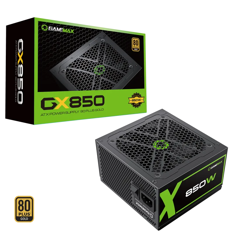 GameMax GX850W Modular 80 Plus Gold 850W Power Supply - Efficient & Silent Fan - Fully Modular
