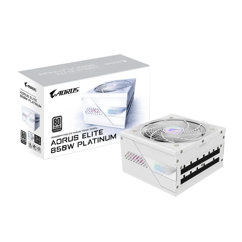Gigabyte Aorus Elite Ice 850W ATX 3.0 80 PLUS Platinum PSU Power Supply - White