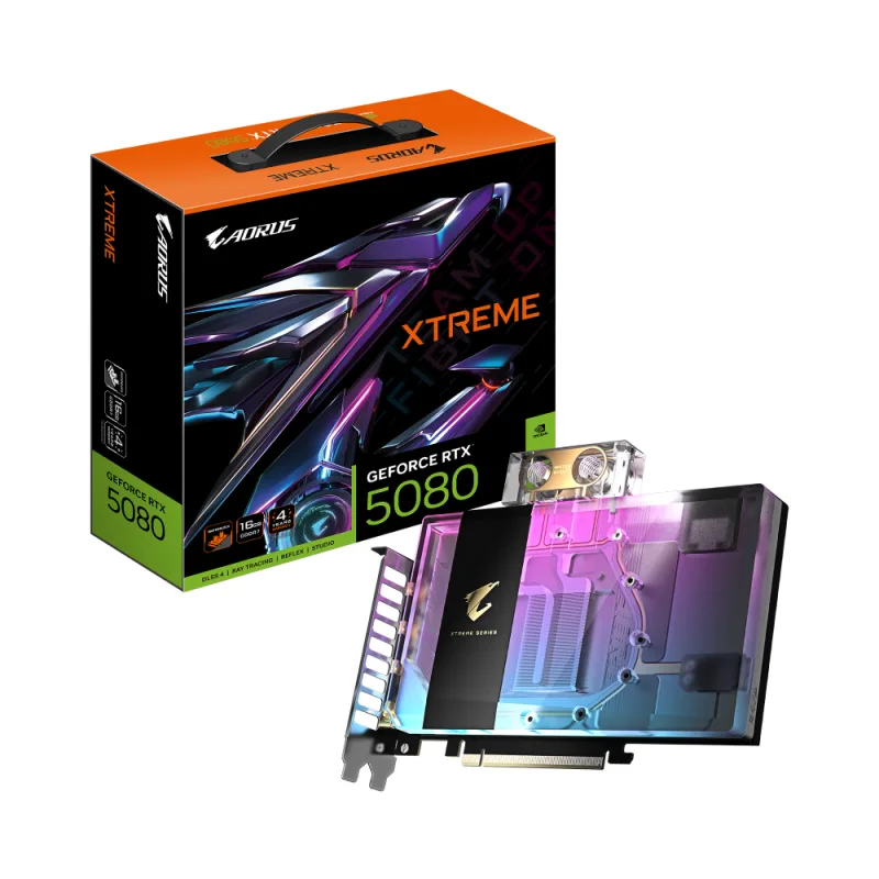 Gigabyte AORUS GeForce RTX 5080 XTREME WATERFORCE WB 16G GDDR7 Watercooled Graphics Card - GV-N5080AORUSX WB-16GD