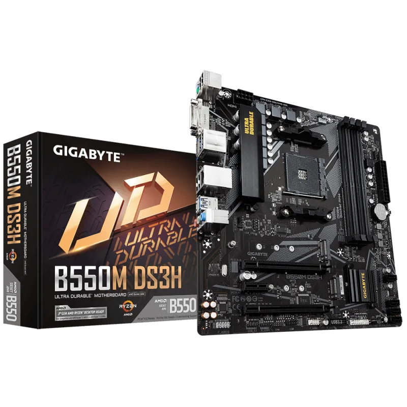 Gigabyte B550M DS3H AMD Ryzen B550 Micro ATX DDR4 Motherboard - Socket AM4