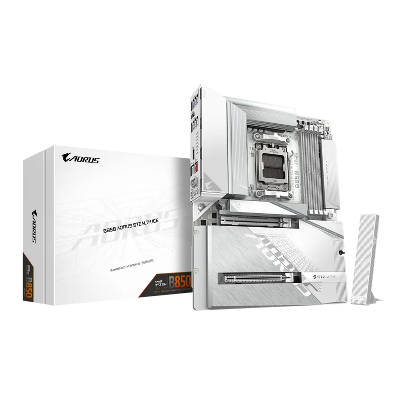 GIGABYTE B850 AORUS STEALTH ICE AMD B850 ATX Socket AM5 Motherboard - White