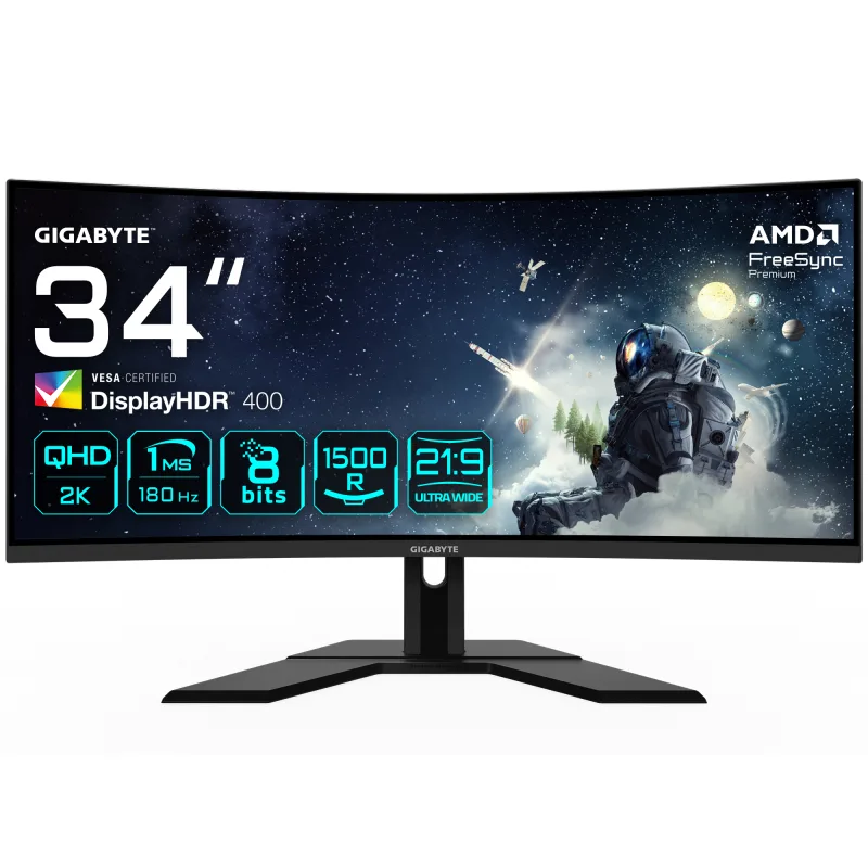 GIGABYTE G34WQCP 34 VA QHD 180Hz 1ms Curved Gaming Monitor
