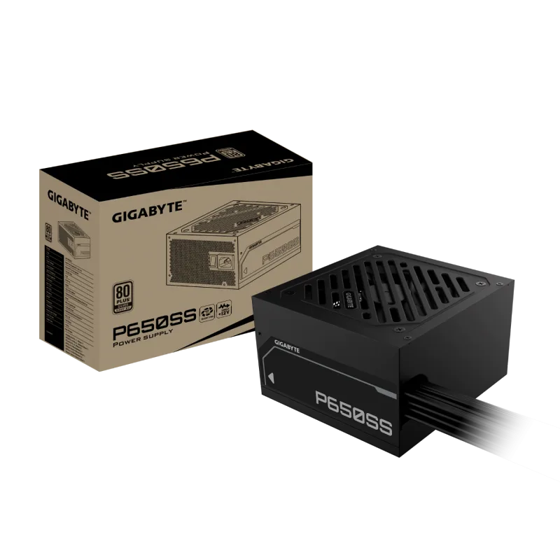 Gigabyte GP-P650SS 650W Flat Cable 80 Plus Silver ATX 3.0 Non-Modular Power Supply - Black - GP-P650SS