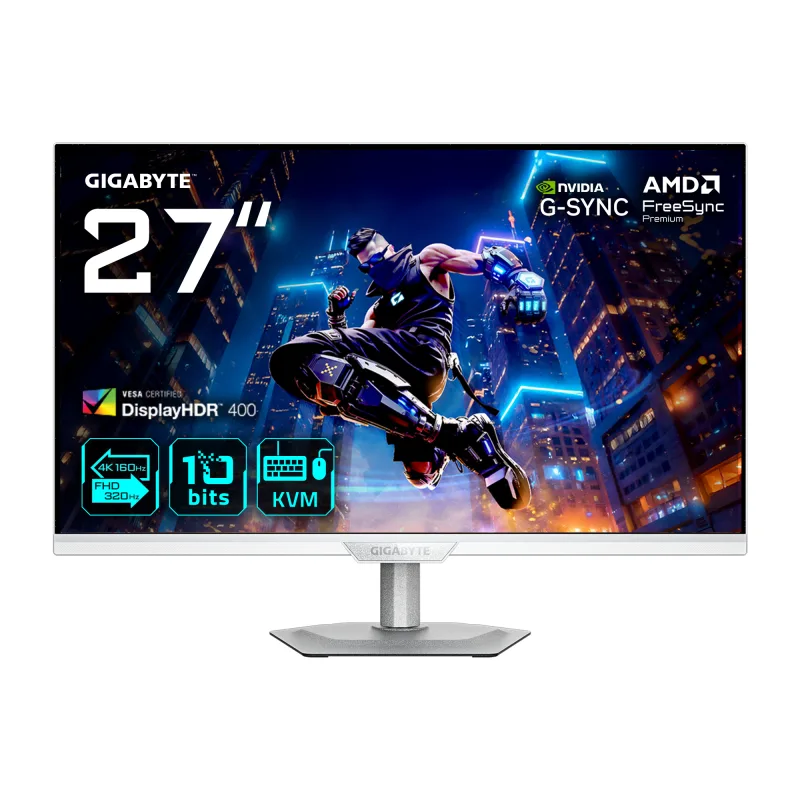 GIGABYTE M27UP ICE 27 SS IPS Dual Mode 4K UHD 160Hz Full HD 320 Hz 1ms Gaming White Monitor