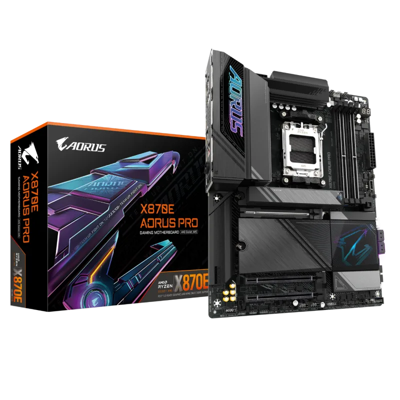 Gigabyte X870E AORUS PRO AM5 DDR5 ATX Board – AMD Ryzen 9000/8000/7000 Series, Auto Memory Boost, Wi-Fi 7