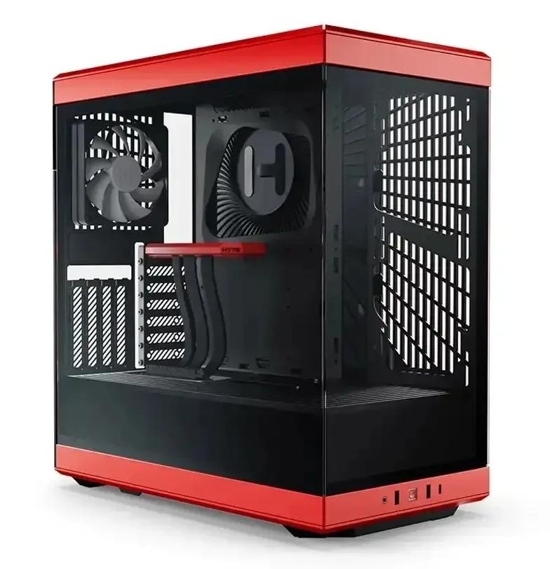 HYTE Y40 Mid Tower Panoramic Tempered Glass Gaming Case - Red and Black