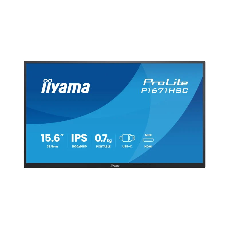 iiyama Prolite P1671HSC-B1 15.6" IPS Full HD USB-C portable Monitor with Speaker and Leather Cover