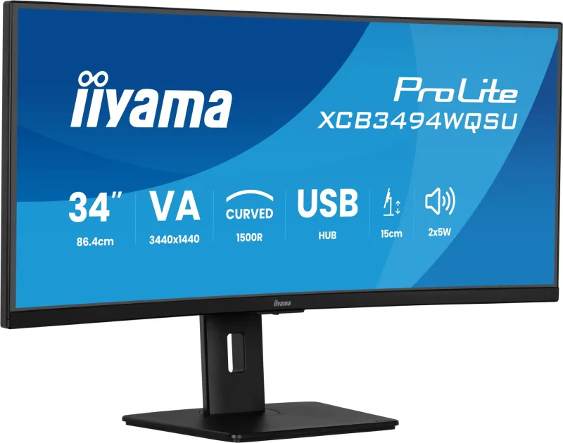 iiyama ProLite XCB3494WQSU 34" Curved Ultrawide Quad HD Height Adjustable Monitor