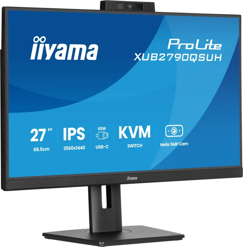 iiyama ProLite XUB2790QSUH 27" IPS Quad HD USB-C Monitor with Windows Hello Webcam & Microphone