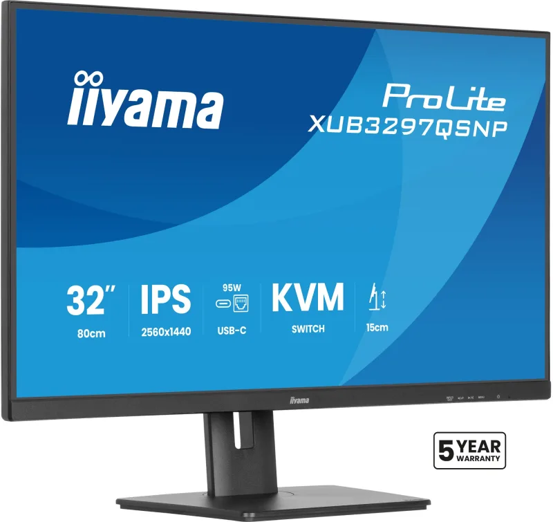 iiyama ProLite XUB3297QSNP 32" IPS Quad HD USB-C Docking Monitor with 5 Year warranty