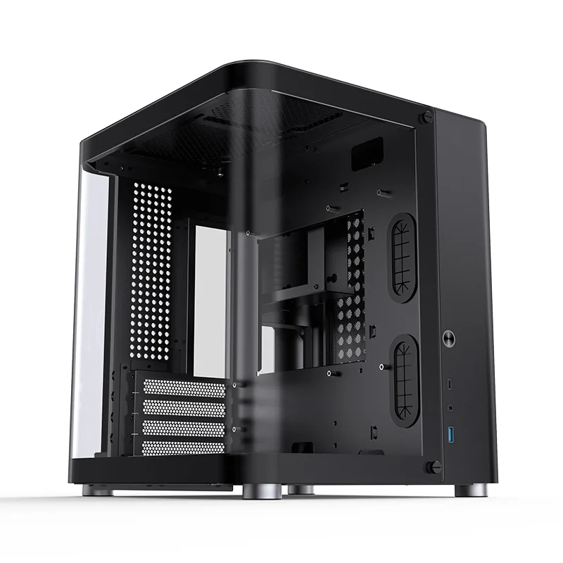 Jonsbo TK-1 2.0 Micro-ATX Case, Tempered Curved Glass - Black - TK-1 Black