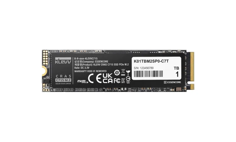 Klevv CRAS C715 K01TBM2SP0-C7T 1TB M.2 2280 NVMe PCIe 3.0 SSD