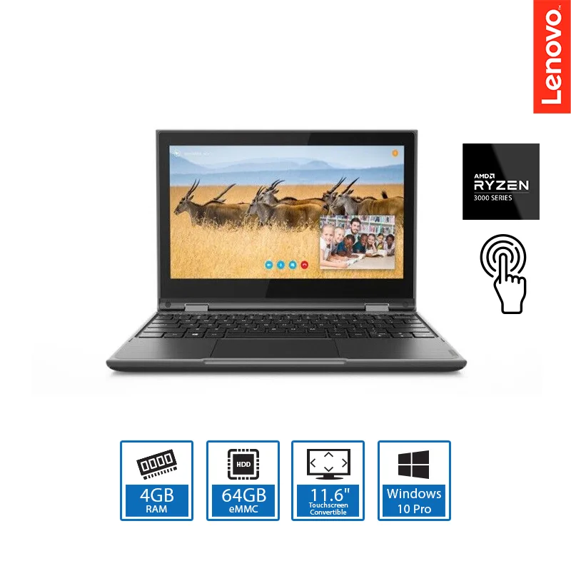 Lenovo WinBook 300e AMD 3015E 4GB 64GB SSD 11.6 Inch Touchscreen Windows 10 Pro Laptop