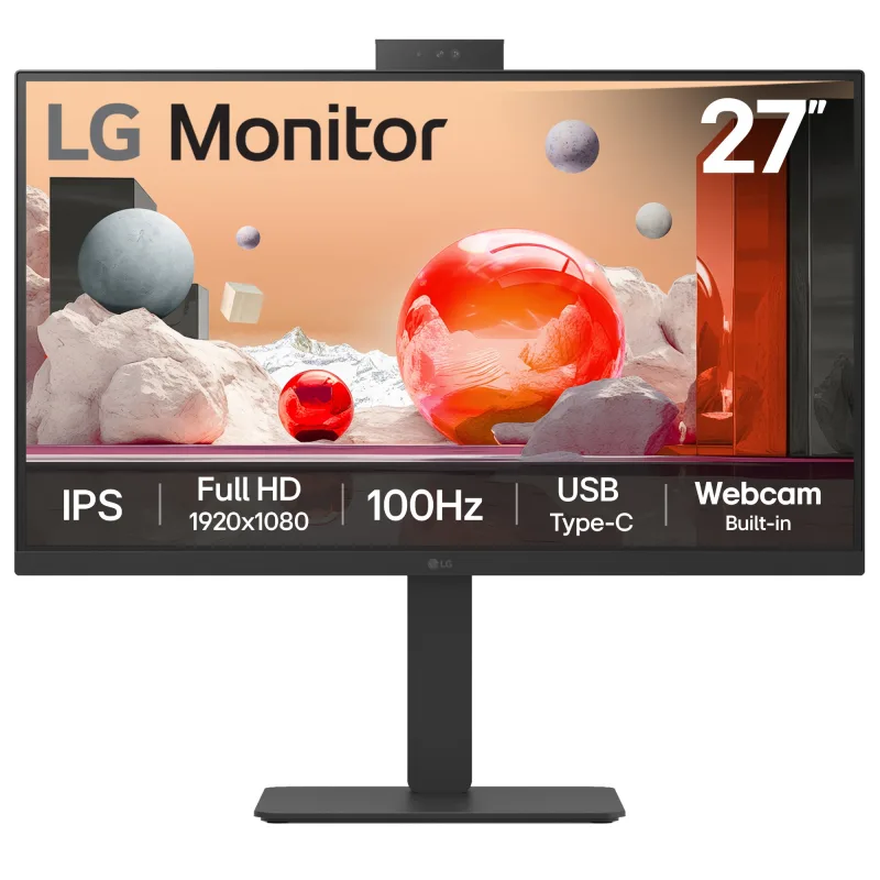 LG 27BA850-B.AEK 27" IPS Full HD 100Hz Height Adjustable Built in Speakers & Webcam USB-C Monitor