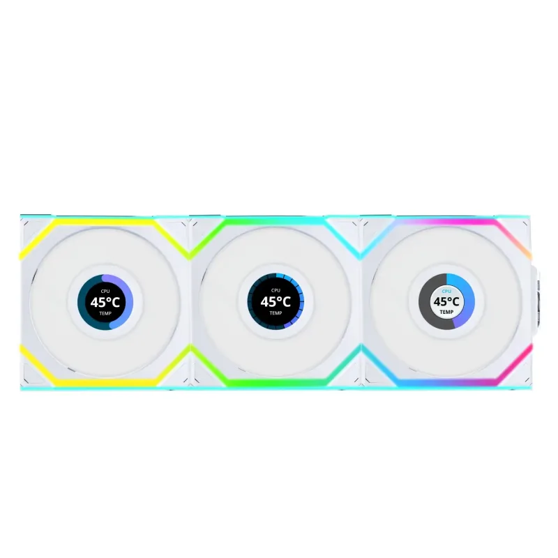 Lian Li UNI SL WIRELESS LCD RGB 120mm Fan Triple Pack - White