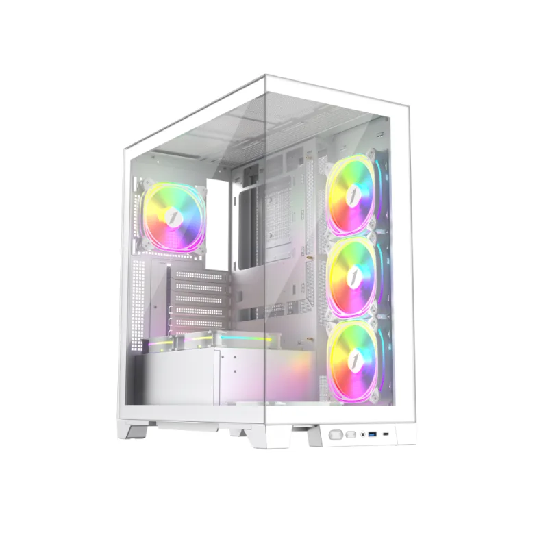 MI8 WHITE 1st Player MIKU 7 ARGB Fans Mid Tower Case – Optimal Cooling, Tempered Glass, Dust Filters Included