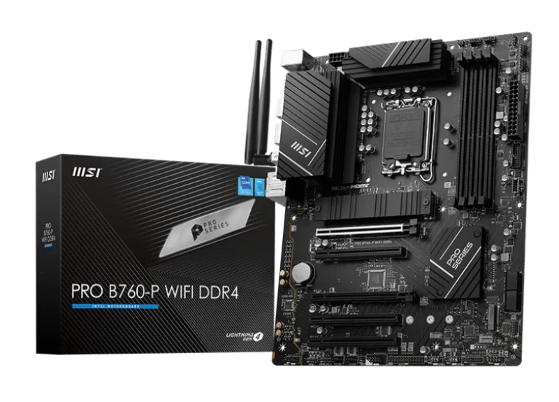 MSI Intel B760 PRO B760-P WIFI 1700 DDR4 ATX Motherboard - PCIe 4.0, 2x M.2 Slots, WIFI 6E