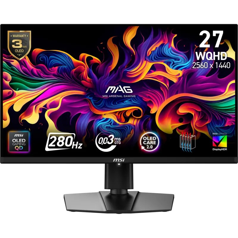 MSI MAG 271QP QD-OLED X28 27" QHD QD-OLED 280Hz 0.03ms Gaming Monitor