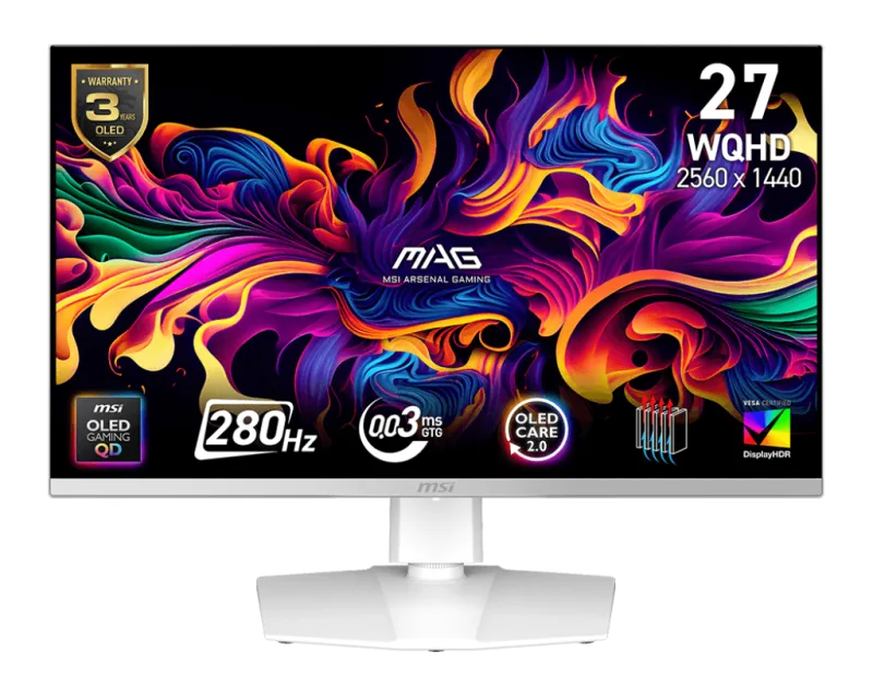 MSI MAG 272QPW QD-OLED X28 27" QHD QD-OLED 280Hz 0.03ms Gaming Monitor - White