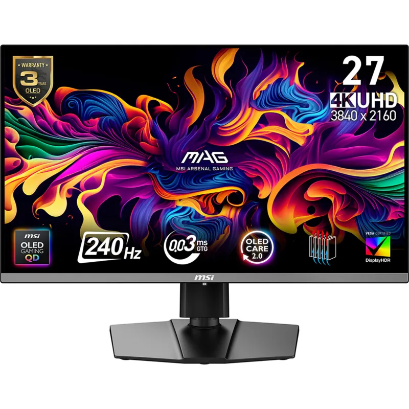 MSI MAG 272UP QD-OLED X24 27" QD-OLED 4K UHD 240Hz 0.03ms Height Adjustable Gaming Monitor
