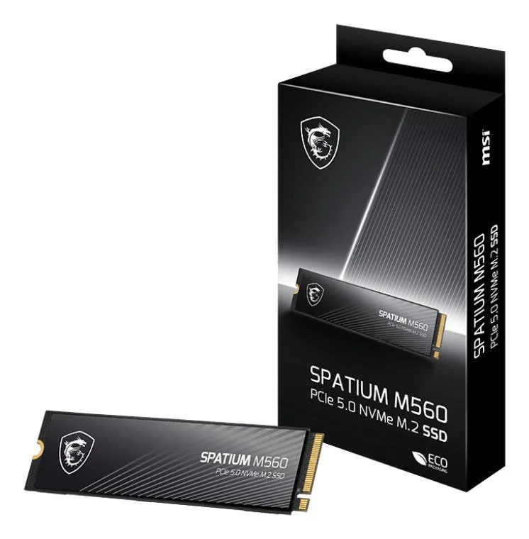 MSI Spatium M560 1TB Gen5 PCIe 5.0 NVMe M.2 SSD –  Read 10,200 MB/s, Write 8,400 MB/s High-Speed 3D NAND Storage - S78-440L0F0-P83