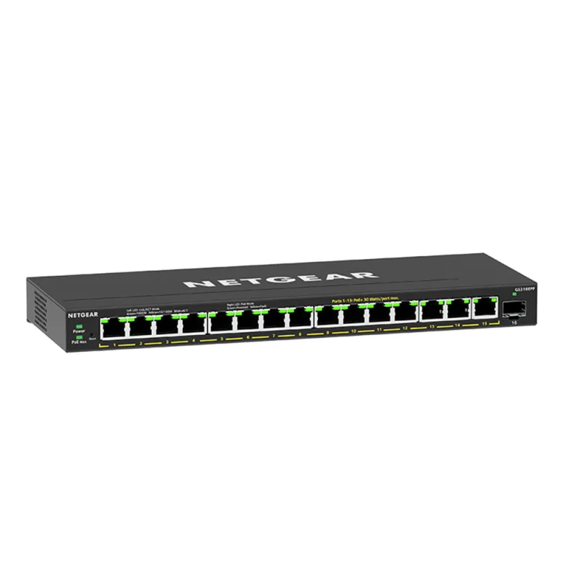 NETGEAR GS316EPP 16-Port Gigabit Managed Switch, PoE+ 231W, Non-Blocking 10Gbps, Fanless, Silent Operation